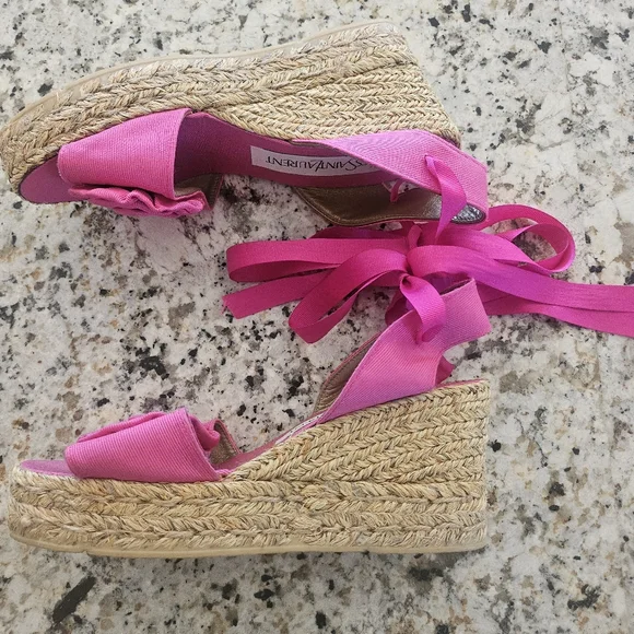 SOLD....Yves Saint Laurent Pink Wedge Sandals - Picture 8 of 12